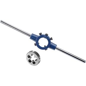 Die Stock Handle Set, 1/2-28 UNEF Thread Die & Fit 26mm-38mm OD / M12-M16 Die Wrench Tool Kit - (Applications: for Threading Repairing), 1-Set