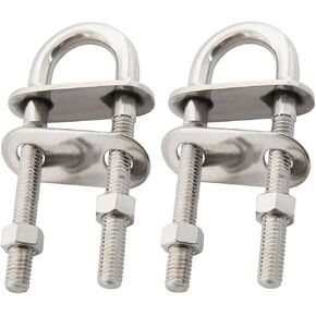 NovelBee 2-Pack 3/8" Stock Stainless Steel Stern Bow Eye U Bolt with Welding Plate,Washer and Hex Nuts (Overall Length: 5") in Kuwait