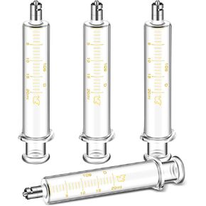 TrelaCo 4 Pack 20ml Reusable Glass Syringe with No Needle, Measurement and Dispensing Syringe Tools for Science Labs, Liquid Measuring, Feeding Pets, Oil or Glue Applicator in Kuwait