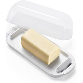 Butter Dish with Lid, Airtight Butter Dish for Countertop and Refrigerator,Microwave/Dishwasher Safe, Plastic Butter Keeper Tray for West/ East Coast Butter (Black-01)