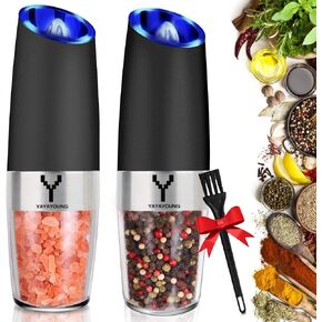 Electric Salt or Pepper Grinder,Automatic Salt or Pepper Shaker with Blue LED LIGHT,Gravity Electric Pepper Mill with Adjustable Coarseness,Refillable,pepper grinder,salt and pepper shaker