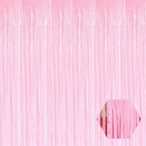 6 Pack Black Foil Fringe Curtain Backdrop, 3.28Ft x 8.2Ft Metallic Tinsel Foil Fringe Streamer Curtains for Photo Booth, Teachers' Day, Carnival, Wedding, Birthday Party Decorations