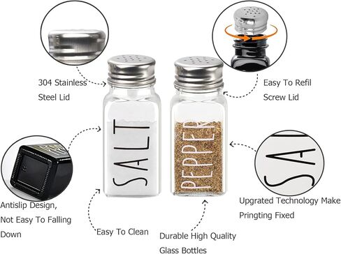 Farmhouse Salt And Pepper Shakers Set,Kitchen Blue Decor,Glass Salt And Pepper Shakers Set,Cute Salt Shaker,Gift For Women,Modern Farmhouse Decor,Home Decor,No Rubbing Off (2 BLUE) in Kuwait