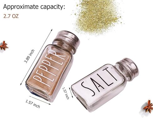 Farmhouse Salt And Pepper Shakers Set,Kitchen Blue Decor,Glass Salt And Pepper Shakers Set,Cute Salt Shaker,Gift For Women,Modern Farmhouse Decor,Home Decor,No Rubbing Off (2 BLUE) in Kuwait