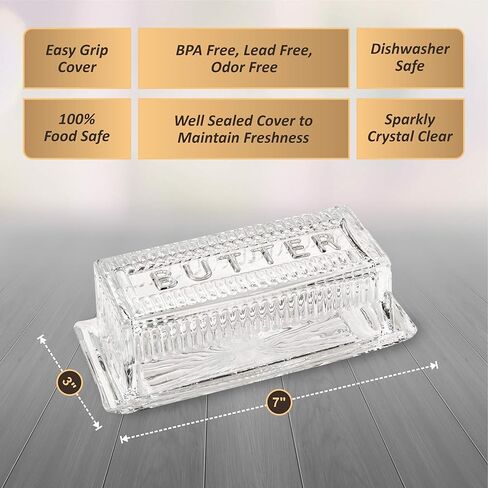 طبق زبدة فرنسية حديثة بغطاء بغطاء بغطاء من الكريستال مغطى من بيزرات in Kuwait