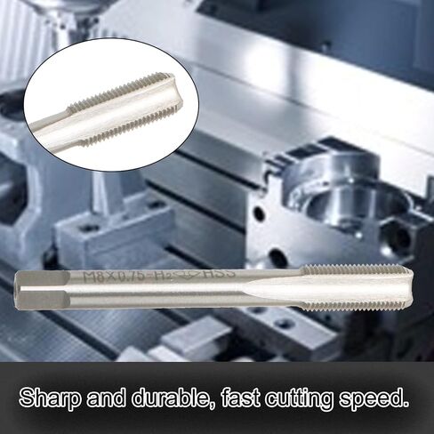 Aopin M8 x 0.75 حنفية يدوية مستدقة HSS مترية خيط أنثوي عالي السرعة من الفولاذ لليد/الآلة تستخدم صنبور لولبي مستقيم، للاستخدام في صنع خيوط جديدة، إعادة الخيوط التالفة والمحشورة، قطعة واحدة in Kuwait