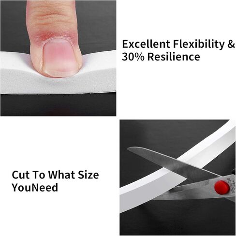 شريط عازل للطقس من الفوم، كثافة عالية، شريط عازل ذاتي اللصق من إسفنج النيوبرين لوحدة النافذة، عزل الباب (أبيض، 33 قدم × 3/8 × 1 بوصة) in Kuwait