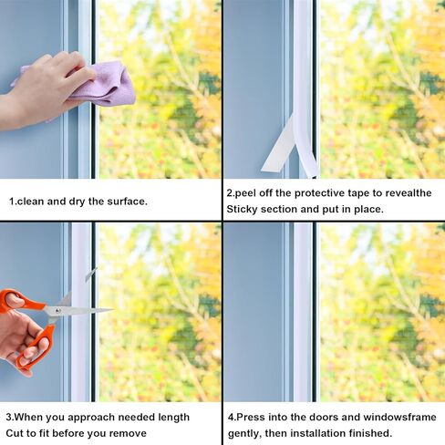 شريط عازل للطقس من الفوم، كثافة عالية، شريط عازل ذاتي اللصق من إسفنج النيوبرين لوحدة النافذة، عزل الباب (أبيض، 33 قدم × 3/8 × 1 بوصة) in Kuwait