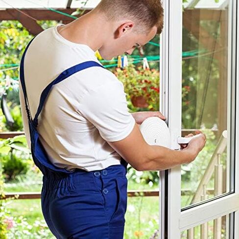 شريط عازل للطقس من الفوم، كثافة عالية، شريط عازل ذاتي اللصق من إسفنج النيوبرين لوحدة النافذة، عزل الباب (أبيض، 33 قدم × 3/8 × 1 بوصة) in Kuwait