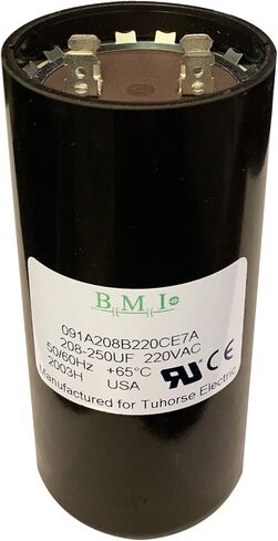 208-250 MFD (uF) 3 HP Well Pump Control Box Motor Start Capacitor، بديل لـ Franklin 275463111، 2823028110، 2823028310 TCB30M230 صنع في الولايات المتحدة الأمريكية بواسطة BMI in Kuwait