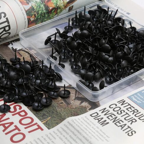 200Pcs Metal Thumb Tacks Round Head Household Upholstery Tacks Black Decorative Furniture Tack Nails for Sofa DIY Pins (9 x 9mm) in Kuwait