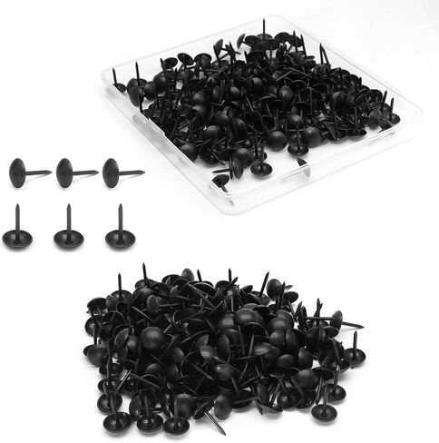 200Pcs Metal Thumb Tacks Round Head Household Upholstery Tacks Black Decorative Furniture Tack Nails for Sofa DIY Pins (9 x 9mm) in Kuwait