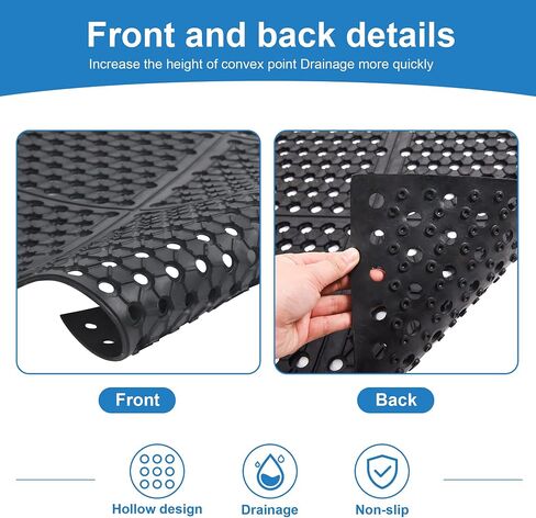 LOGIJOY التجارية المضادة للتعب الصرف المطاط حصيرة 82.6 "× 35.4" الثقيلة عدم الانزلاق حصيرة أرضية مطاطية مع فتحات الصرف الصحي الصرف فائدة الكلمة حصيرة للمطبخ مطعم بار داخلي/خارجي أسود in Kuwait