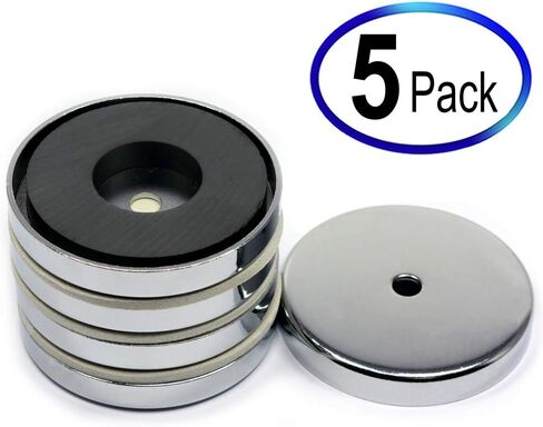 50 LB Holding Power 2.4" Cup Magnets | Magnetic Round Base Mounting Magnets for Business or Car Top Signs, RB60 Pot Magnets 5 Pieces in Saudi Arabia