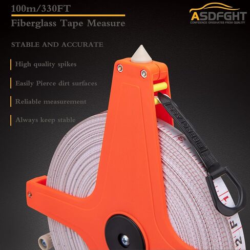 Open Reel Tape Measure 330 Feet, Fiberglass Tape Measure, Yard Measuring Tape Fit for Sports Field, Outdoor, Engineer,Track, Durable Dual-Sided Measuring Reel with Feet and Meters (1/2') in Kuwait