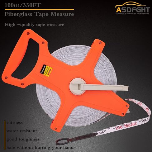 Open Reel Tape Measure 330 Feet, Fiberglass Tape Measure, Yard Measuring Tape Fit for Sports Field, Outdoor, Engineer,Track, Durable Dual-Sided Measuring Reel with Feet and Meters (1/2') in Kuwait