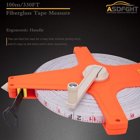 Open Reel Tape Measure 330 Feet, Fiberglass Tape Measure, Yard Measuring Tape Fit for Sports Field, Outdoor, Engineer,Track, Durable Dual-Sided Measuring Reel with Feet and Meters (1/2') in Kuwait