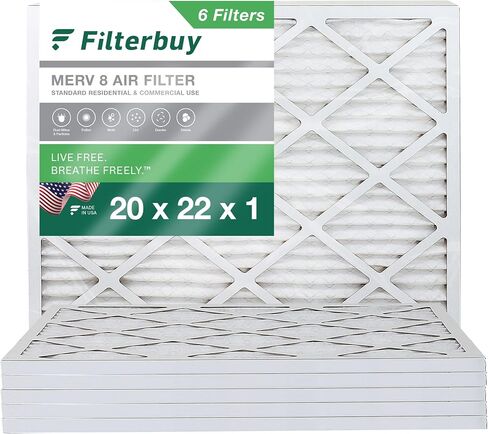 فلتر هواء أفران تيار متردد مطوي 20 × 22 × 1 ميرف 8 من فلتبوي، (عبوة من 6 مرش)، 20 × 55 × 1 - فضي in Kuwait