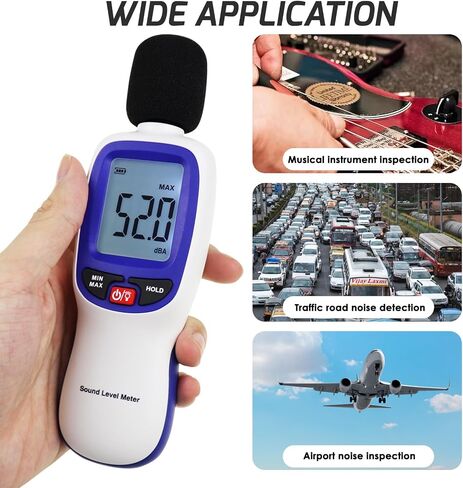 Decibel Meter, Bluetooth-Enabled Digital Sound Level Meter Portable SPL Meter 30~130dBA Range MAX/MIN Data Hold with LCD Display Backlight for Home, School and Workplace to Accurate Sound Measurement in Saudi Arabia