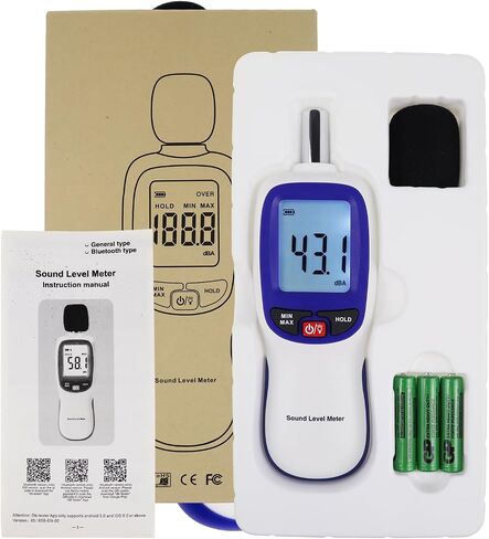 Decibel Meter, Bluetooth-Enabled Digital Sound Level Meter Portable SPL Meter 30~130dBA Range MAX/MIN Data Hold with LCD Display Backlight for Home, School and Workplace to Accurate Sound Measurement in Saudi Arabia
