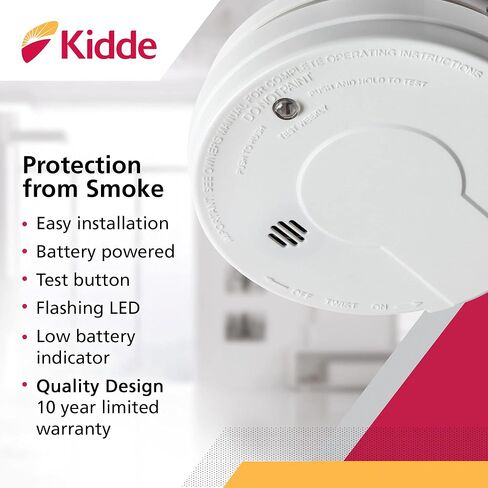 Kidde Smoke Detector, 9-Volt Battery Operated, Ionization Smoke Alarm, Battery Included in Saudi Arabia