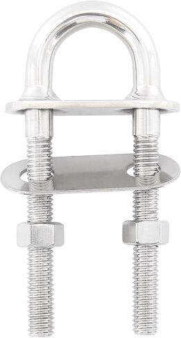 NovelBee 2-Pack 3/8" Stock Stainless Steel Stern Bow Eye U Bolt with Welding Plate,Washer and Hex Nuts (Overall Length: 5") in Saudi Arabia