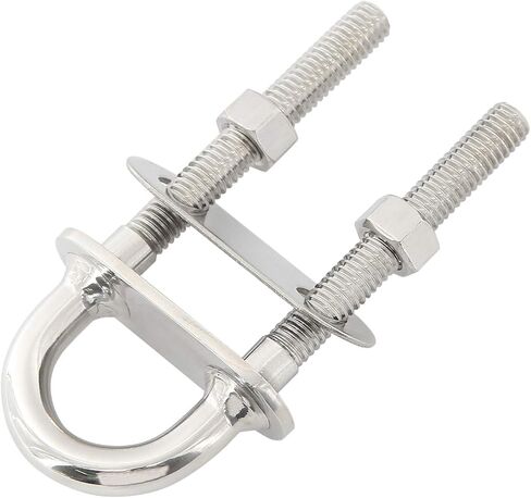 NovelBee 2-Pack 3/8" Stock Stainless Steel Stern Bow Eye U Bolt with Welding Plate,Washer and Hex Nuts (Overall Length: 5") in Saudi Arabia