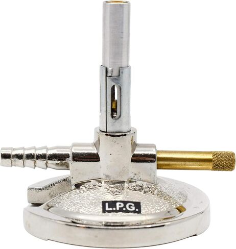 Micro Bunsen Burner, LPG - Flame Stabilizer, Needle Valve Gas Flow Control - Nickel Plated Die Casted Zinc Alloy Base - Suitable for use with LPG/Butane Gas - Eisco Labs in Saudi Arabia