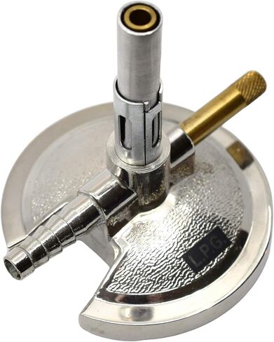 Micro Bunsen Burner, LPG - Flame Stabilizer, Needle Valve Gas Flow Control - Nickel Plated Die Casted Zinc Alloy Base - Suitable for use with LPG/Butane Gas - Eisco Labs in Saudi Arabia