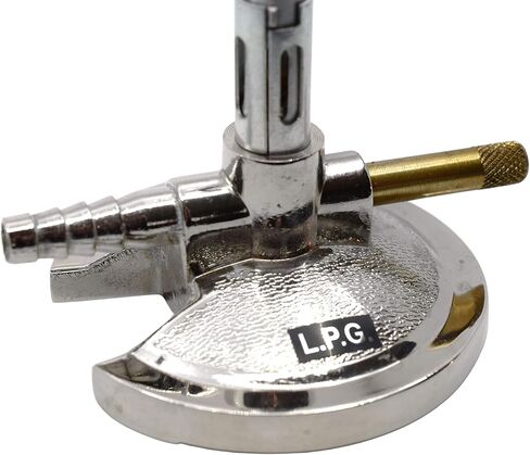 Micro Bunsen Burner, LPG - Flame Stabilizer, Needle Valve Gas Flow Control - Nickel Plated Die Casted Zinc Alloy Base - Suitable for use with LPG/Butane Gas - Eisco Labs in Saudi Arabia