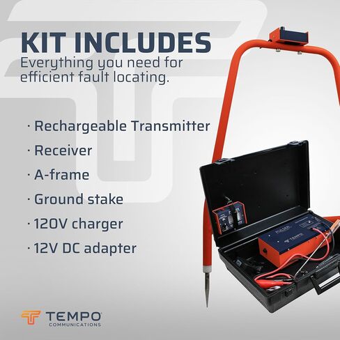 TEMPO Communications PE2003-G جهاز تحديد موقع الأعطال الأرضية | كشف كسر عزل الأسلاك والكابلات تحت الأرض | إشارة الجهد العالي | جهاز استقبال الإطار A | طقم كامل (موديل 2023) in Saudi Arabia
