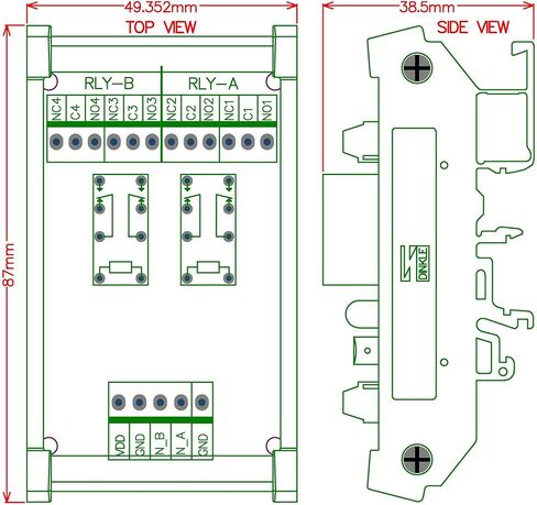 إلكترونيات-صالون DIN Rail Mount 2 DPDT وحدة واجهة مرحل الإشارة، إصدار DC 5V. in Kuwait