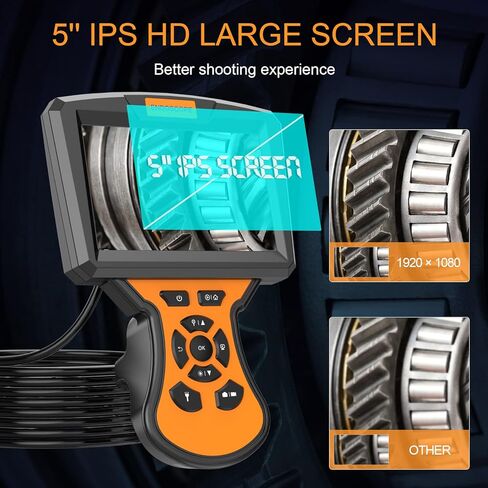 كاميرا فحص ثعبان بعدسات مزدوجة 5 انش مع ضوء 1080P للسيارات مع مسبار مرن مقاوم للماء بطول 16.4 قدم، 7 مصابيح LED، مصباح يدوي، 32GB، تكبير لانابيب الصرف الصحي من شاويير in Kuwait