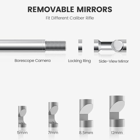 Teslong Rigid Rifle Borescope with 5" Monitor, Bore Inspection Camera Visual Gun Cleaning System-Fits .20 Caliber & Larger-w/26-inch Long Insertion Tube, 5-inch IPS Screen, Right Angle Mirror in Kuwait