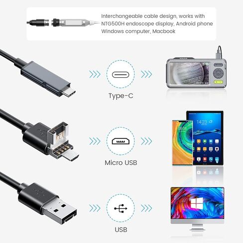 Teslong Rigid Rifle Borescope with 5" Monitor, Bore Inspection Camera Visual Gun Cleaning System-Fits .20 Caliber & Larger-w/26-inch Long Insertion Tube, 5-inch IPS Screen, Right Angle Mirror in Kuwait