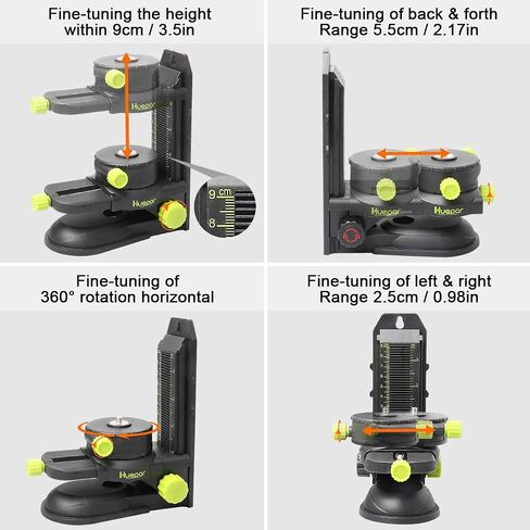 Huepar Fine-tuning Bracket Laser Level Adapter, Multifunctional Magnetic Pivoting Base with Adjustable Clip, 360° Adjustable Support with 1/4"-20 Male Threaded, Height Adjustment - PV10+ in Kuwait