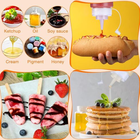 24 قطعة من زجاجات البهارات البلاستيكية، زجاجات ضغط مانعة للتسرب متعددة الاغراض مع غطاء علوي ملتف للصلصات والكاتشب وشراب الشواء والطلاء والحرف اليدوية وزيت الزيتون، شفافة (12 اونصة) in Kuwait