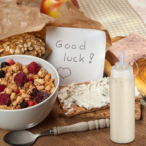 24 قطعة من زجاجات البهارات البلاستيكية، زجاجات ضغط مانعة للتسرب متعددة الاغراض مع غطاء علوي ملتف للصلصات والكاتشب وشراب الشواء والطلاء والحرف اليدوية وزيت الزيتون، شفافة (12 اونصة) in Kuwait