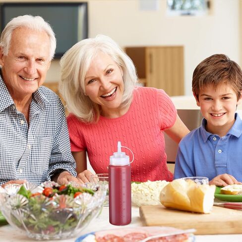 24 قطعة من زجاجات البهارات البلاستيكية، زجاجات ضغط مانعة للتسرب متعددة الاغراض مع غطاء علوي ملتف للصلصات والكاتشب وشراب الشواء والطلاء والحرف اليدوية وزيت الزيتون، شفافة (12 اونصة) in Kuwait