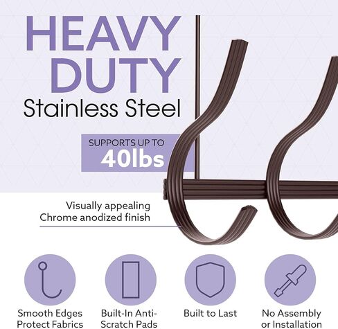 حامل معطف، خطافات على الباب لتعليق الحقائب والملابس والقبعات - منظم محفظة - شماعة منشفة للحمام والدش ، أوستن ، برونز in Kuwait