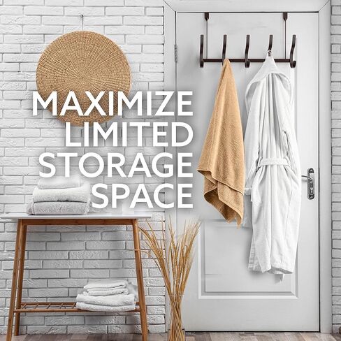 حامل معطف، خطافات على الباب لتعليق الحقائب والملابس والقبعات - منظم محفظة - شماعة منشفة للحمام والدش ، أوستن ، برونز in Kuwait