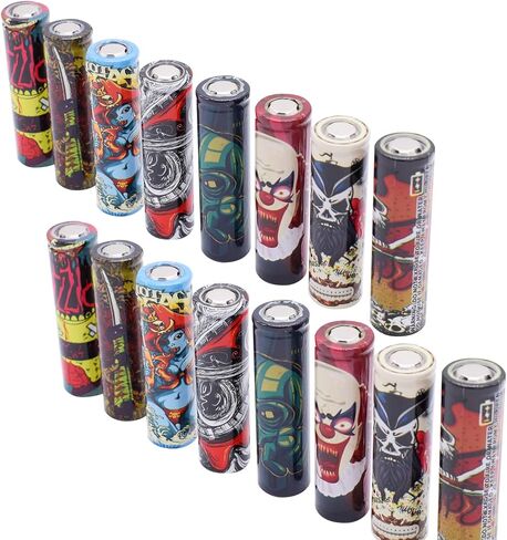 أغلفة بطارية 18650، غلاف واقي من سلسلة Devil، أكمام مقطوعة مسبقًا أنابيب PVC المنكمشة بالحرارة - اجعل بطاريتك 18650 رائعة ورائعة، فيلم غطاء بديل بـ 8 أنماط (50 قطعة) in Kuwait