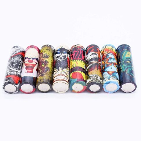 أغلفة بطارية 18650، غلاف واقي من سلسلة Devil، أكمام مقطوعة مسبقًا أنابيب PVC المنكمشة بالحرارة - اجعل بطاريتك 18650 رائعة ورائعة، فيلم غطاء بديل بـ 8 أنماط (50 قطعة) in Kuwait