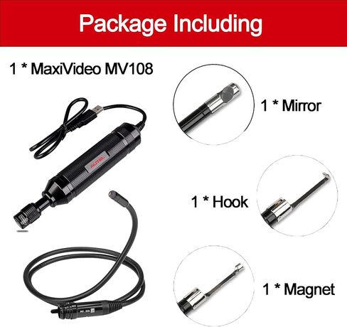 Autel MV108 MaxiVideo Digital Inspection Camera Endoscope, Still Images and Videos, Waterproof Imager Head, Work with PC MS906 MS906S MS906 PRO-TS MS908P MX808 MK808 MS909 MS919 MS Ultra MS Elite in Saudi Arabia
