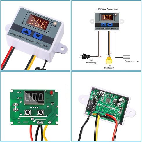 4pcs 12V 10A 120W XH-W3001 Digital LED Temperature Controller Mini Thermostat Switch with Waterproof NTC 10K Thermistor Sensor Probe, -50℃ to 110℃ Heating/Cooling Temperature Control in Kuwait