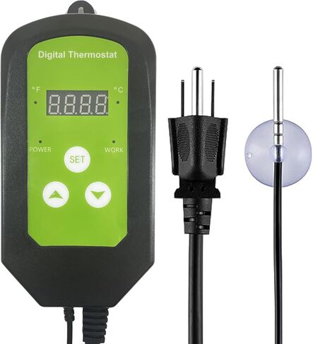 جهاز التحكم الرقمي في درجة الحرارة من TONINGIO، جهاز تحكم رقمي في درجة الحرارة مع شاشة LED، منفذ للتحكم في درجة الحرارة لسخان الدفيئة والزواحف وحوض السمك in Kuwait