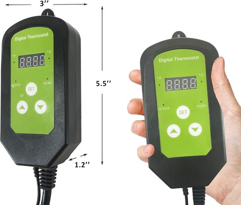 جهاز التحكم الرقمي في درجة الحرارة من TONINGIO، جهاز تحكم رقمي في درجة الحرارة مع شاشة LED، منفذ للتحكم في درجة الحرارة لسخان الدفيئة والزواحف وحوض السمك in Kuwait