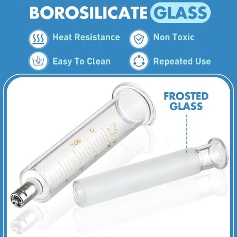 TrelaCo 4 Pack 20ml Reusable Glass Syringe with No Needle, Measurement and Dispensing Syringe Tools for Science Labs, Liquid Measuring, Feeding Pets, Oil or Glue Applicator in Kuwait