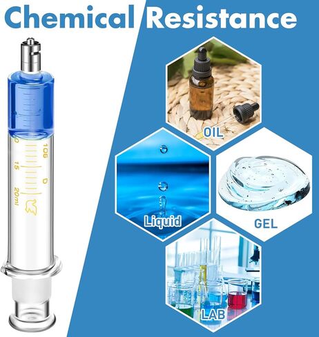 TrelaCo 4 Pack 20ml Reusable Glass Syringe with No Needle, Measurement and Dispensing Syringe Tools for Science Labs, Liquid Measuring, Feeding Pets, Oil or Glue Applicator in Kuwait