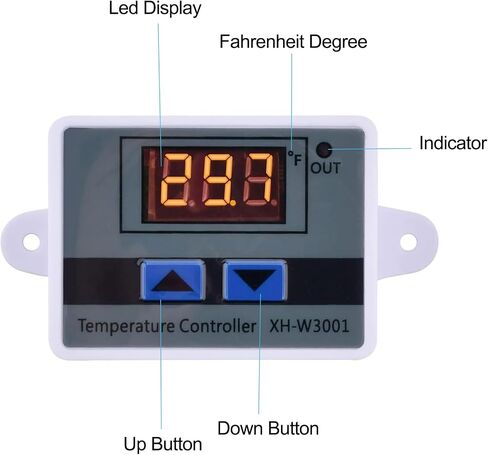 Diymore XH-W3001 وحدة التحكم في درجة الحرارة LED الرقمية، مفتاح ترموستات مع مسبار مقاوم للماء، ترموستات تبريد للتدفئة قابل للبرمجة - 58 درجة فهرنهايت ~ 248 درجة فهرنهايت in Kuwait